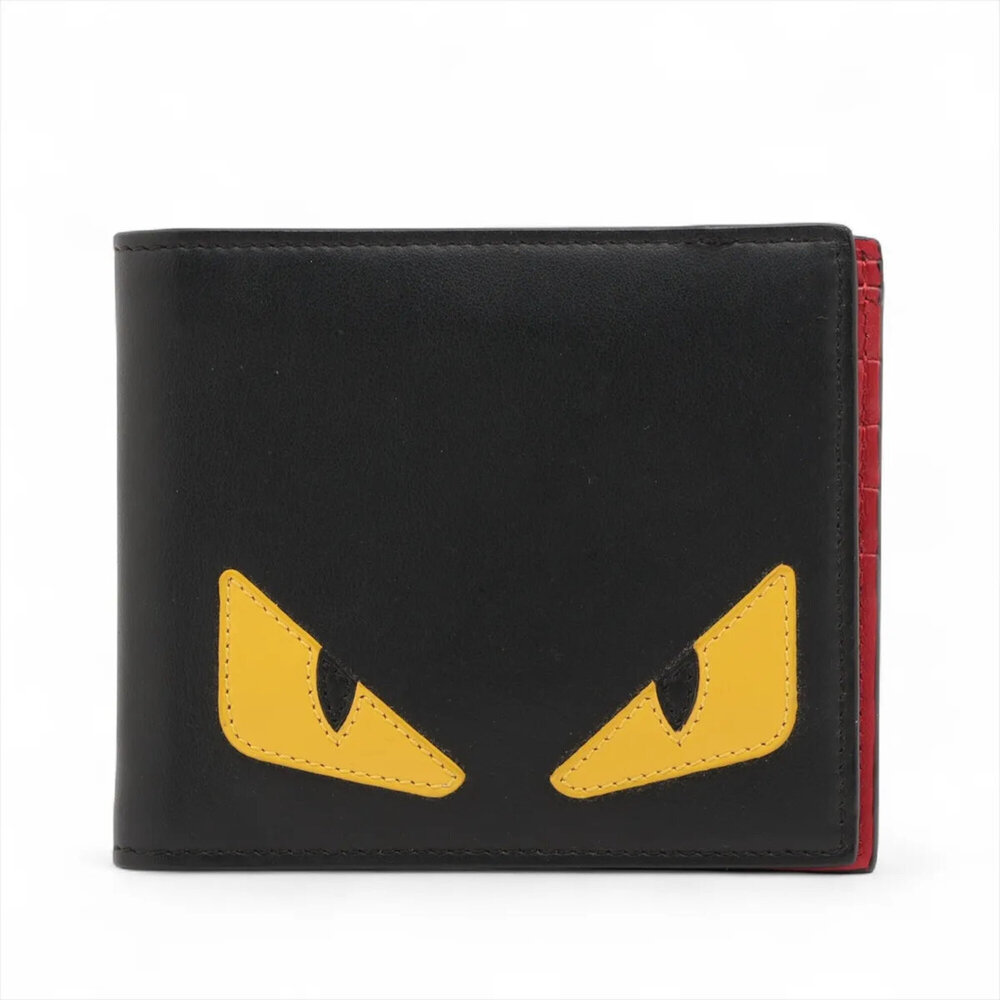 Fendi Monster Bugs Eye 7M0169 Leather Bi-fold Wallet Compact for Men